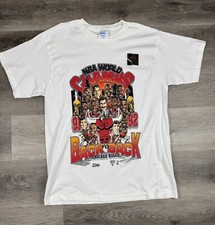 T-shirt spogliatoio nuova vintage Chicago Bulls 1992 NBA World Champions con adesivo