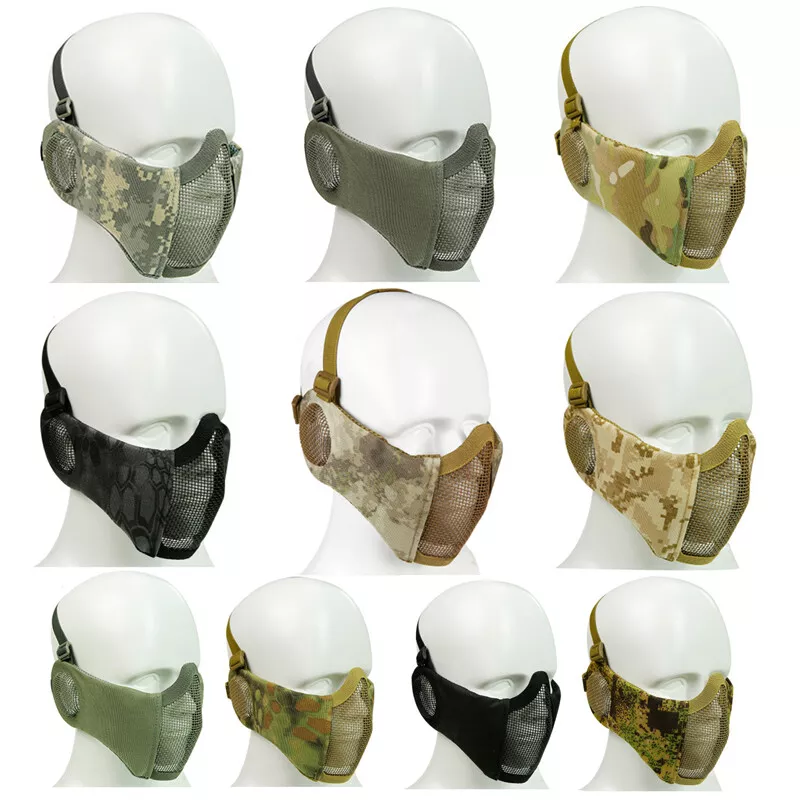 Tactical Half Face Mask Steel Wire Mesh Windproof Adjustable Breathable  Masks