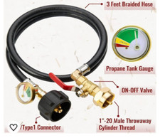 Propane Refill Adapter Hose ON-Off Control Valve for 1Lb To 20Lb Tank