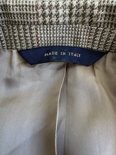Brooks Brothers Sport Coat Mens 45 R Tan Glen plaid Wool Linen Silk Italy Blazer - Picture 18 of 24