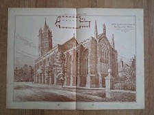 Antique Architectural Lithograph Print. C1887.st Augustine's Church Newland Hull
