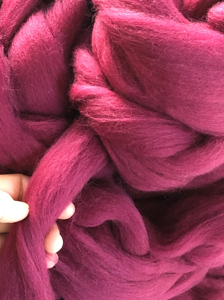 Wool Roving - Burgundy Wine Merino, purple roving, red roving, Spin and felt - Image 3 of 4