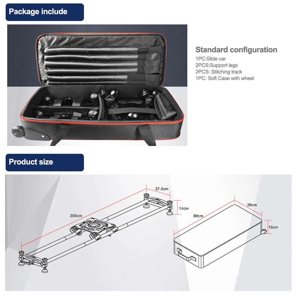 Greenbull BX200 Film Camera Slider 100mm bowl Video Slider dolly track Kit 50KG - Image 3 of 4