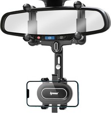 Soporte de tel fono grande para espejo retrovisor de coche, giratorio 360  y ret