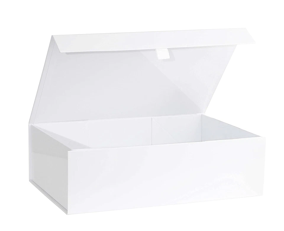 Caja de regalo rígida blanca Q Crafts púrpura con tapa de cierre magnético 14" X 9" X 4" Foto 3 de 4