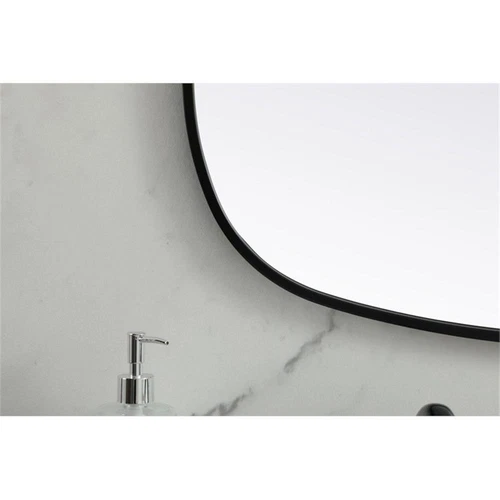 Elegant Decor Brynn 24x60" Oval Modern Metal Wall-Mounted Mirror in Black - Picture 7 of 11