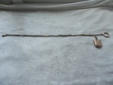 Ancienne grande chaine de montre à gousset plaqué or + breloque porte photo