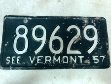 1957 VERMONT License Plate 89629