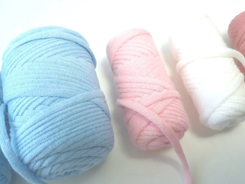 Lote de 6 hilos de cinta de algodón azul rosa blanco negro ganchillo artesanías para tejer Foto 4 de 4