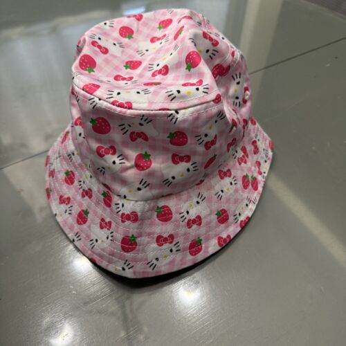 Hello Kitty Pink and White Girl Toddlers Bucket Cap Sun Hat One Size cute!
