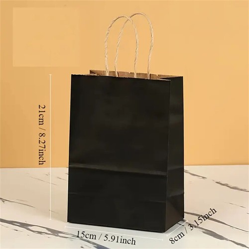 UP 100X Kraft Paper Bags Gift Shopping Carry Craft Brown Retail Bag with Handles - Picture 3 of 15