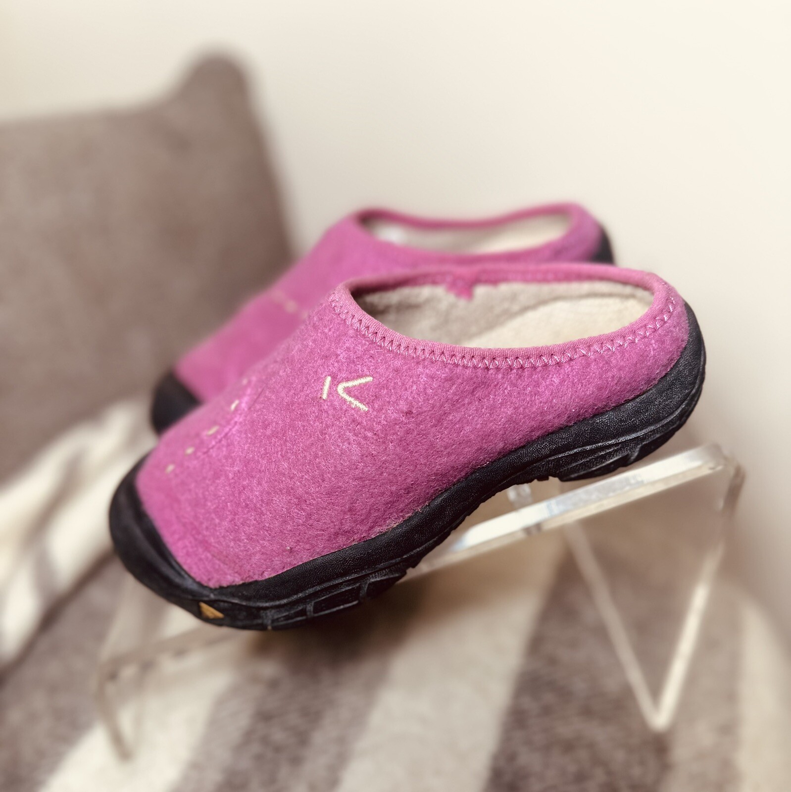 Zoccoli KEEN Timberline in feltro di lana Moc Mule scarpe da trekking slip on rosa ragazze 1