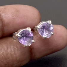 Spring Sale Amethyst Heart Earrings 925 Sterling Silver Plated Stud Earring