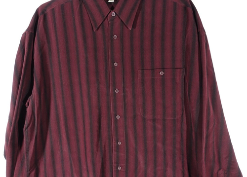 Haggar Button Down Shirt Men XLT Big and Tall Striped Burgundy Black NWT $65 - 第 3/8 張圖片