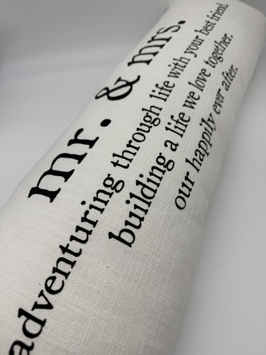 Mud Pie Mr & Mrs Definition Pillow 8”x 33” NEW Rectangle Marriage - Picture 4 of 5