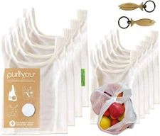 PURIFYOU REUSABLE GROCERY PRODUCE BAGS - FARMERS MARKET BAG SET OF 9 MIXED SIZES
