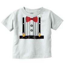 Tuxedo Suspenders Bow Costume Party Classic Toddler Boy Youth T Shirt For Kids