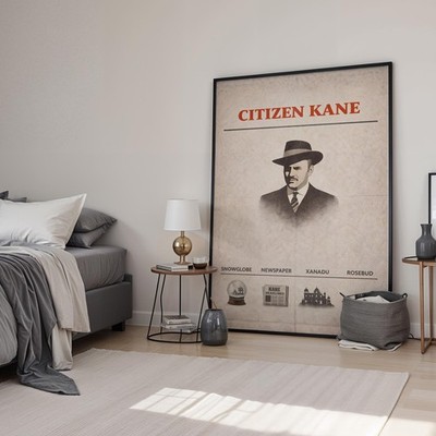 Citizen Kane Retro Minimal Movie Kunstdruck | Filmposter | Leinwand & gerahmt