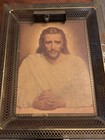 Vintage 1940-1950 Ornate Brass Framed Portrait Of Jesus With Light — photo 4