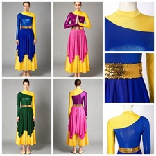 Women Dancewear Irregular Hem Rompers Lyrical Jumpsuit Party Ballroom Church