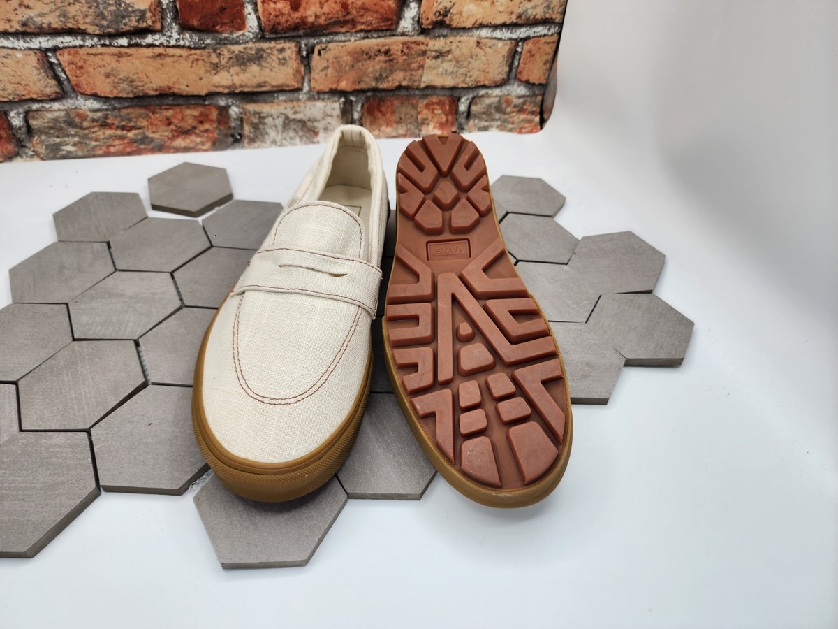 Vans Style 53 Linen Canvas Natural Gum Loafers Sneaker Men's Size