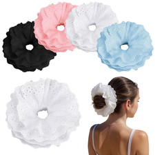 4 Pcs Large Lace Scrunchies for Women Large Elastic Hair Ties 4 Layers Hair Band