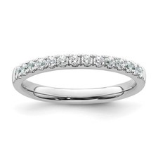 14k White Gold 1/3 Ct Diamond Wedding Band Ring Size 7 for Women
