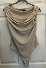 Express Women's Cream/Ivory Bodysuit size M- 0249