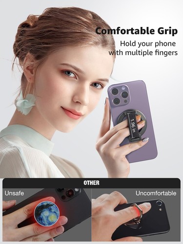 for MagSafe Phone Grip with Finger Strap, Removable Magnetic Ring Holder with... - Photo 2 sur 8