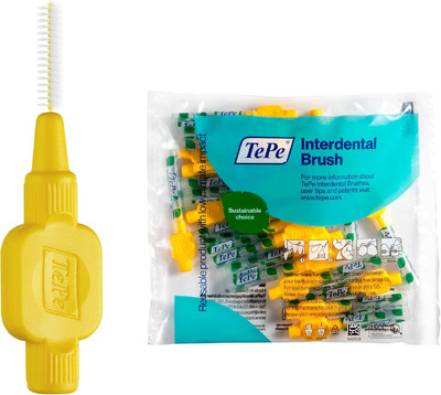 TePe Interdentalbürste Gelb (ISO-Größe 4: 0,7 mm) / 1 x 20 Stück / Für eine einf