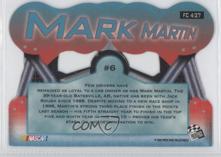 1998 Press Pass Premium Flag Chasers Reflectors Mark Martin #FC4 HOF - Image 2 of 2