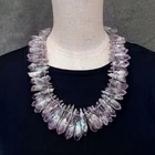 Natural 9x17mm-12x47mm Amethyst Top Drilled rough Statement Necklace
