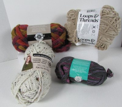 Lot of 4 Loops & Threads Yarn Skeins Charisma Tweed Falling Leaves Cozy Blanket