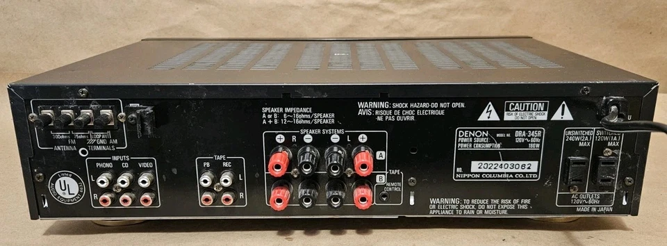 Denon DRA-345R - Vintage 2 Channel AM FM Receiver Stereo System w/ Phono Tested - Image 2 of 2