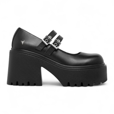 Windsorsmith Damen Schwarze Leder Plateau Mary-Jane Boots   Limited Edition