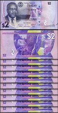 Belice 2 Dólares 2025, UNC, LOTE DE 20 Piezas, Consecutivos, P-73, Nuevo Diseño