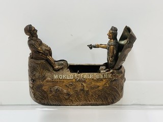 Antique Original J & E Stevens Cast Iron 1893 World's Fair Mechanical Bank