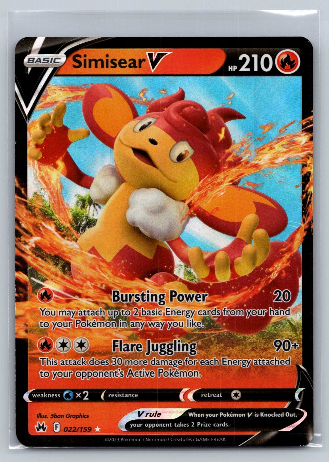 Pokémon TCG 2023 Simisear Crown Zenith Holo Ultra Rare 022/159