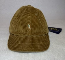 New Polo Ralph Lauren Tan Adult Corduroy Pony Ball Golf Cap Hat Leather Strap