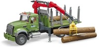 Bruder Mack Granite Holztransport-Lkw Ladekran, Greifer, 3 BaumstäMme 02824