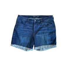 Old Navy High Rise Wow Blue Denim Jean 5" Inseam River Hot Cuffed Shorts Size 16