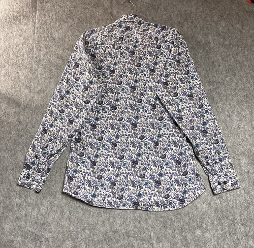 Jared Lang Shirt Mens Medium Blue Floral All Over Print Rockabilly Club Preppy - Picture 6 of 11