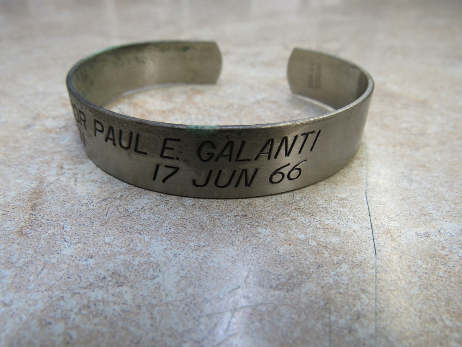 Original Vintage 1970's POW Bracelet Nickel Silver LCDR PAUL E GALANTI USN 1966