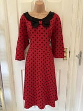 *LINDY BOP* 1950's STYLE, RED & BLACK POLKA DOT, PARTY/OCCASION DRESS size 20