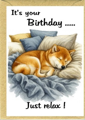 Geburtstagskarte Shiba Inu Hund (4 Zoll x 6 Zoll) - innen leer - von Starprint
