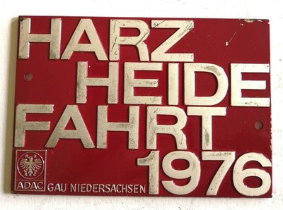 Plakette Harz Heide Fahrt 1976 ADAC Gau Niedersachsen Emblem Andenken Sammler