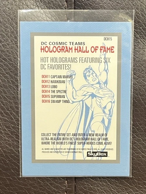  1993 SKYBOX DC COSMIC TEAMS HOLOGRAM HALL OF FAME ~ SUPERMAN INSERT #DCH15  - Image 2 of 2
