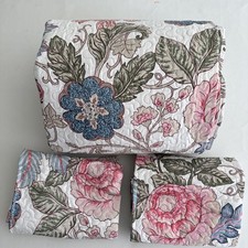 3-Piece king Size Printed Quilt Set - Pink Red Flower Floral Multi Color