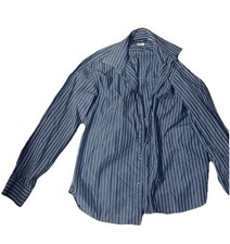 Dolce & Gabbana Charcoal Blue Gray Striped Shirt 17.5