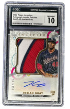 2022 Topps Inception /125 Josiah Gray #IAJP-JG RPA Rookie Patch Auto RC CGC 10!!